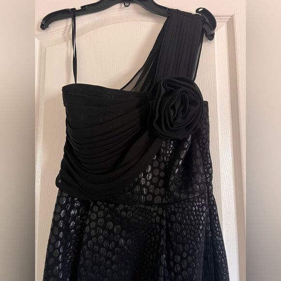 Laundry by shelli segal black brocade chiffon one shoulder dress - Picture 4 of 11